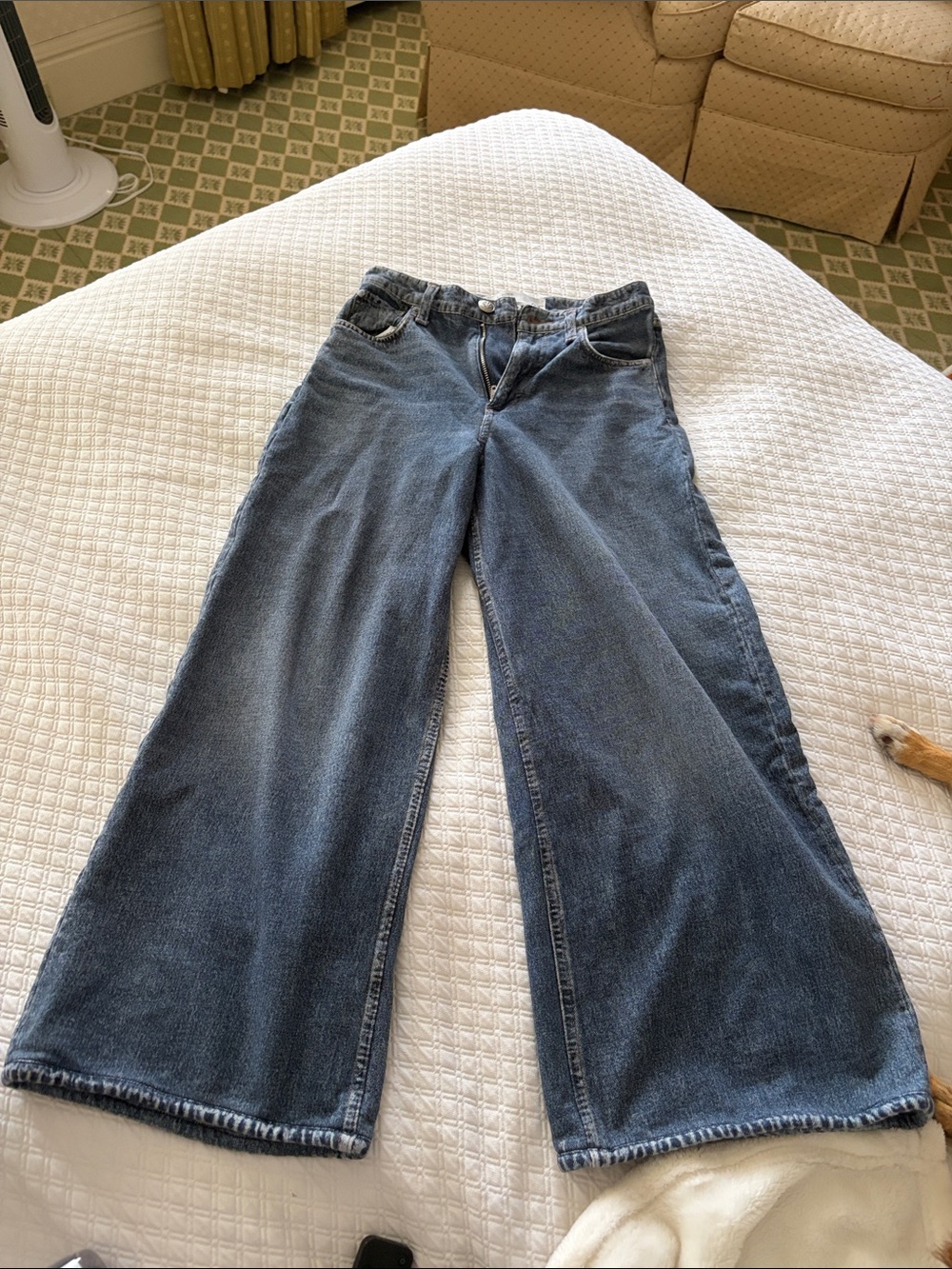 rag & bone Wide-Leg Jeans in Faded Blue Wash